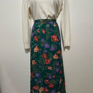 Floral Green Maxi Skirt